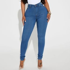 Fashion Nova Classic High Waist Skinny Stretchy Jeans Medium Blue Wash